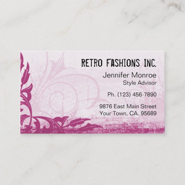 Raspberry Pink Grunge Distressed Business Cards (Front)