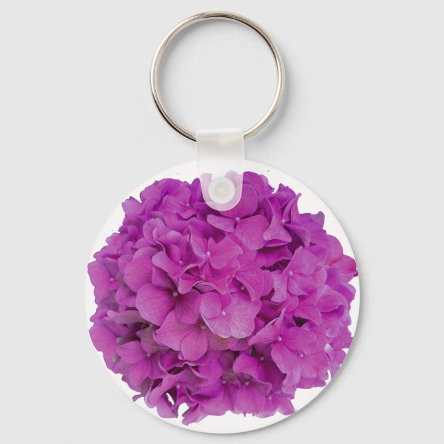 Raspberry pink hydrangeas pink magenta flowers  keychain (Front)