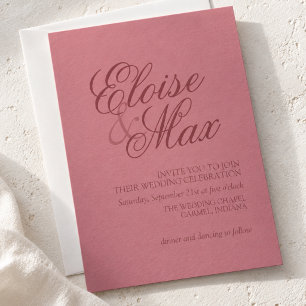 Raspberry Pink Modern Calligraphy Minimalist Invitation