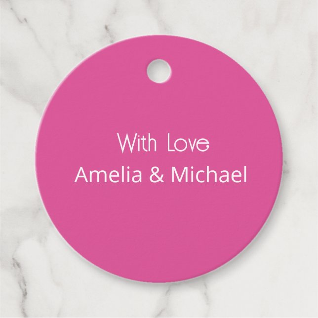 Raspberry Pink Modern Wedding Favour Tags (Front)