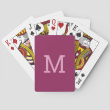 Raspberry Pink Monogram Initial Playing Cards