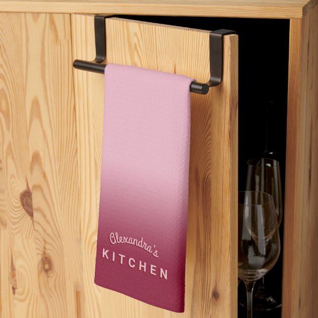 Raspberry Pink Ombre Kitchen Towel (Thirds Fold)
