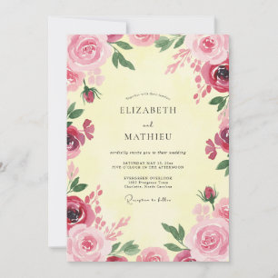 Raspberry Pink Painted Wedding Invitation