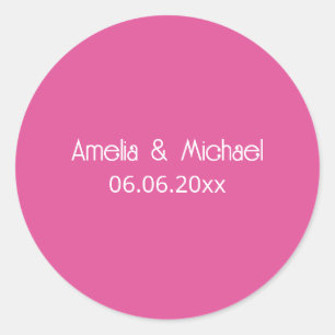 Raspberry Pink Save The Date Classic Round Sticker