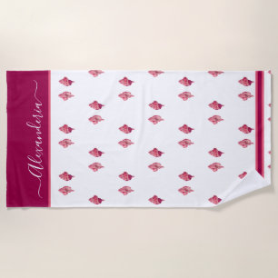 Raspberry Pink Seashell Shell Tropical preppy pink Beach Towel