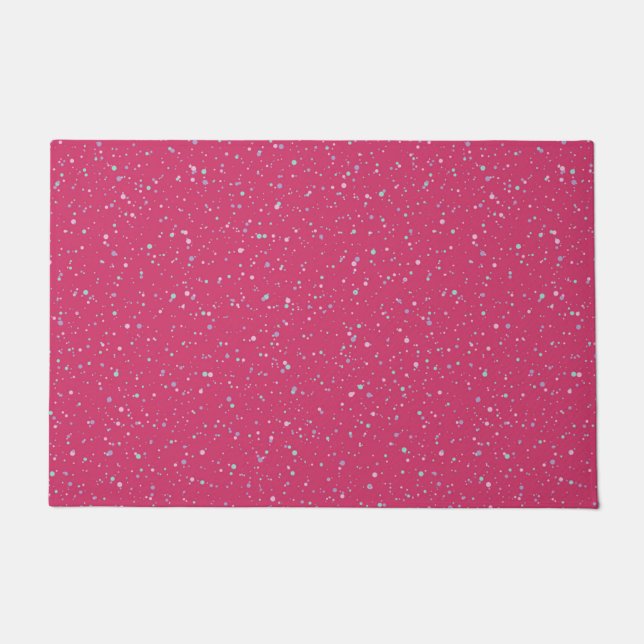 Raspberry Pink Speckled Pastel Splatter Paint Dots Doormat (Front)