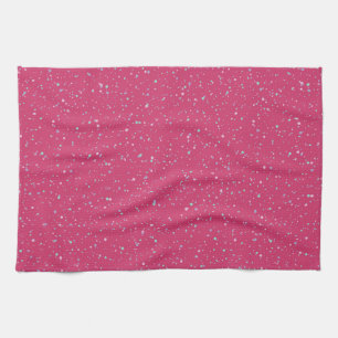 Raspberry Pink Speckled Pastel Splatter Paint Dots Kitchen Towel