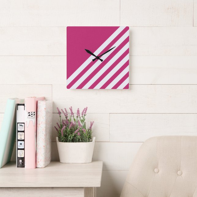 Raspberry Pink Square  Wall Clock (Reading Room)