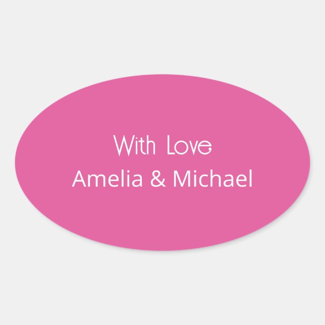 Raspberry Pink Wedding Oval Sticker (Front)