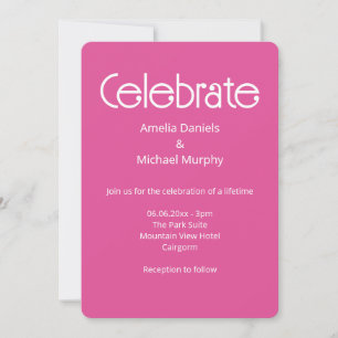 Raspberry Pink & White Modern Wedding Invitation
