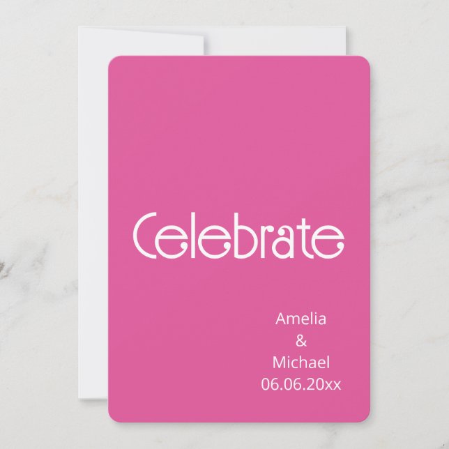 Raspberry Pink & White Modern Wedding Invitation (Devant)