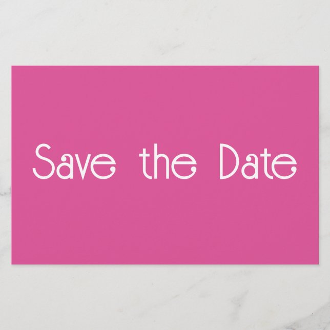 Raspberry Pink & White Save the date Card (Front)