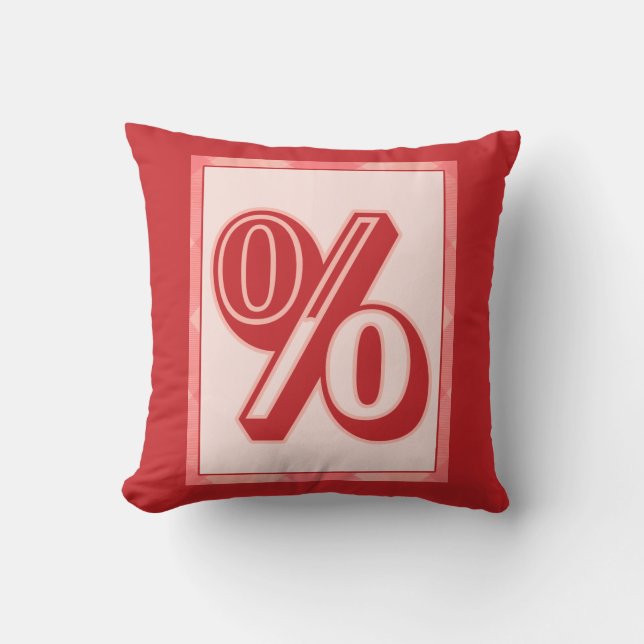 Raspberry Plaid Percent Monogrammed Pillow (Front)