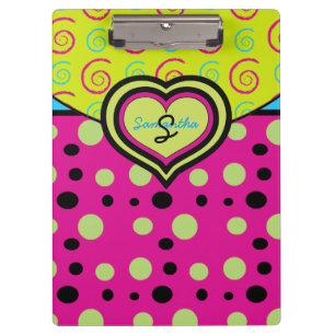 Raspberry Polka Dots and Swirls Custom Clipboard