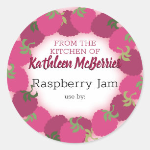 raspberry raspberries fruit jam jelly pie canning classic round sticker