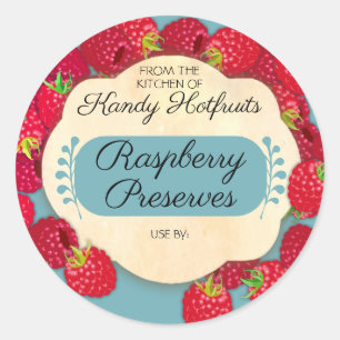 Raspberry raspberries jam jelly preserves canning classic round sticker