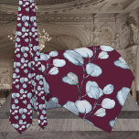 Raspberry Red Dusty Blue Eucalyptus Wedding Tie<br><div class="desc">A raspberry,  burgundy red wedding tie featuring dusty blue eucalyptus.</div>