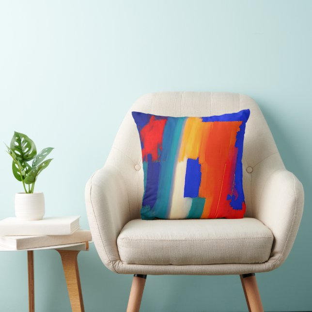 "Raspberry Rhapsody" Abstract Art Throw Pillow (Chair)