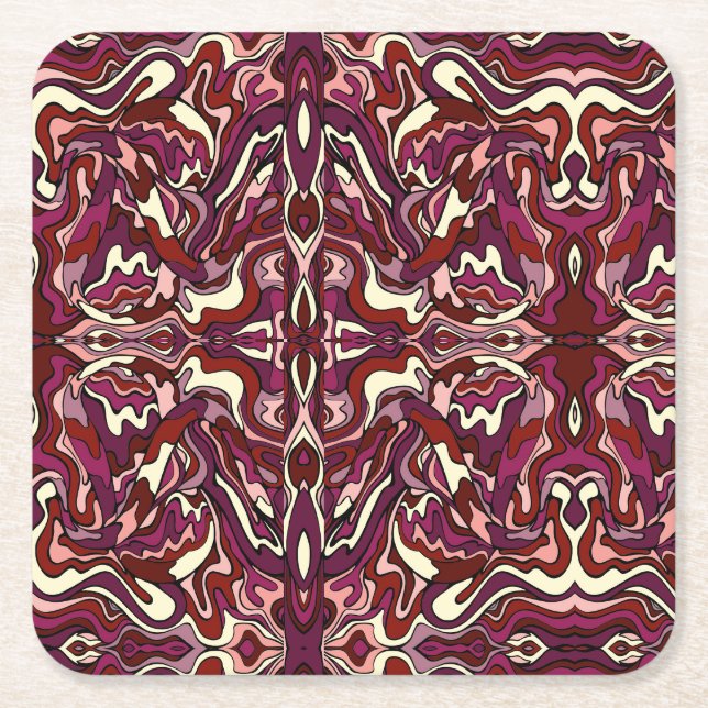Raspberry Ripple Square Paper Coaster (Front)