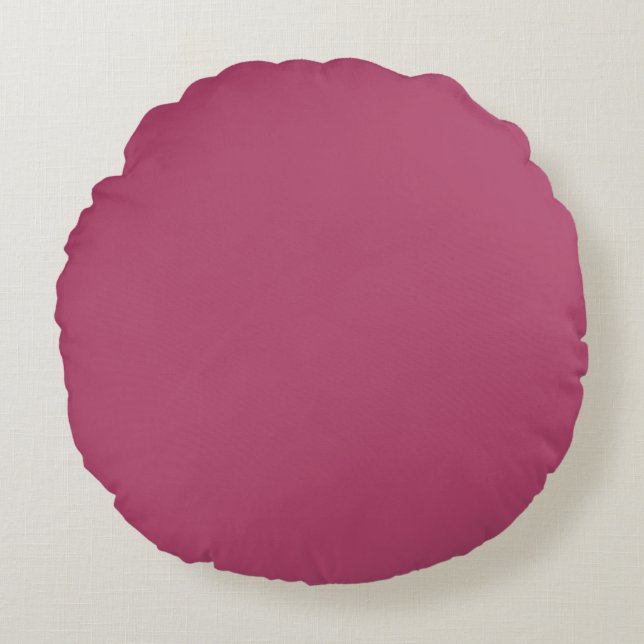 Raspberry Rose Solid Color Round Pillow (Front)