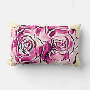 Raspberry Roses and Cream Lumbar Pillow