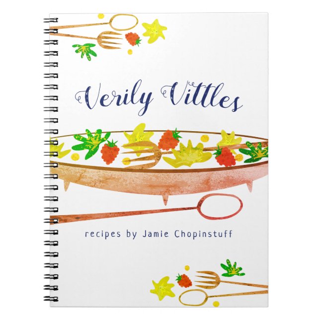 Raspberry salad bowl utensils recipe notebook (Front)
