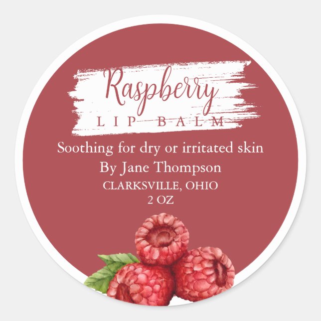 Raspberry Salve / balm / Soap Label (Front)