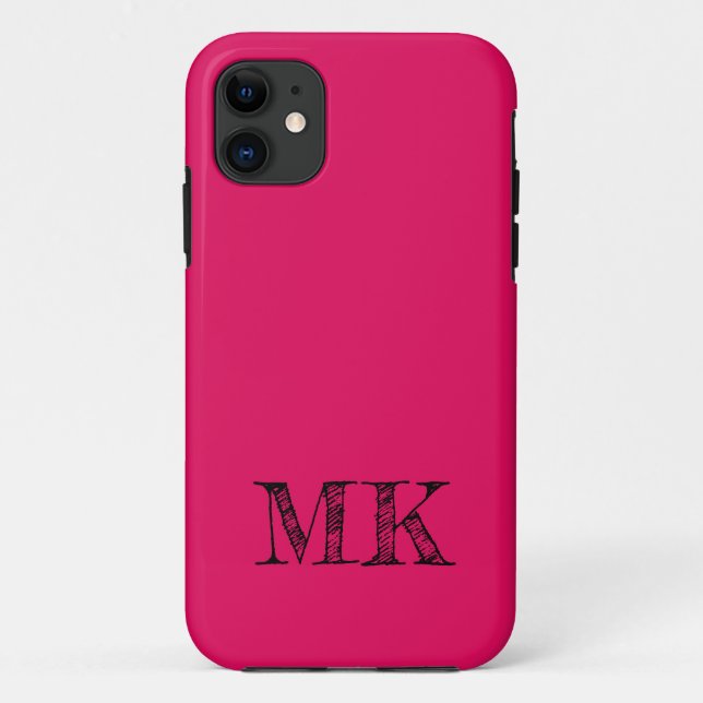 Raspberry Solid Colour | Modern Minimal Initial  Case-Mate iPhone Case (Back)