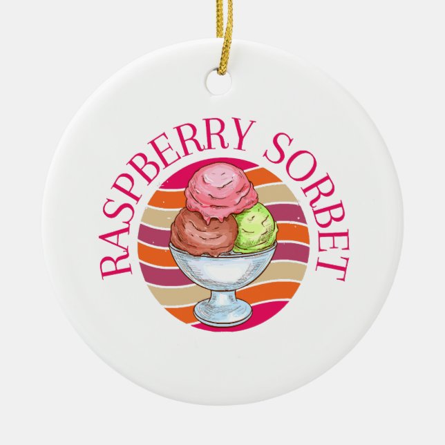 Raspberry Sorbet Ceramic Ornament (Front)