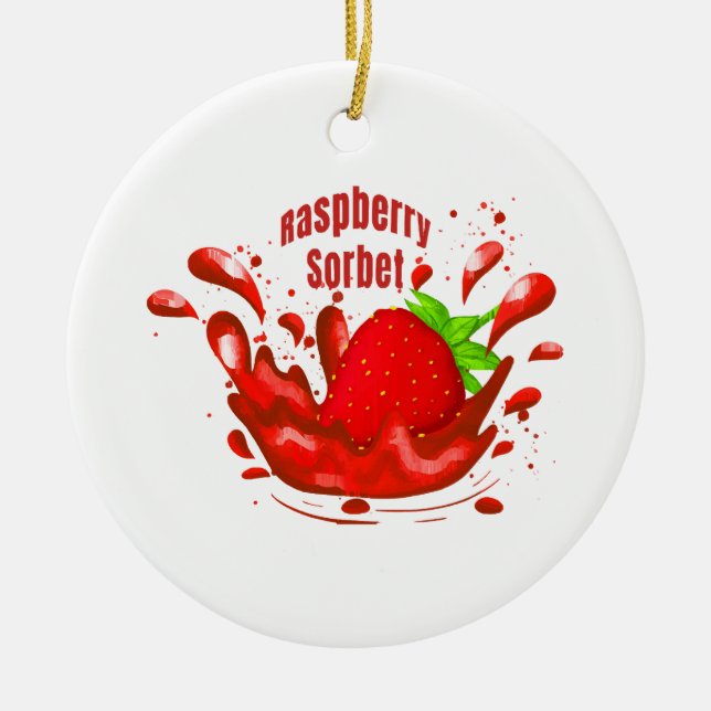 Raspberry Sorbet Ceramic Ornament (Front)