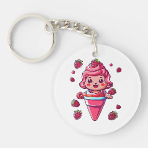 Raspberry sorbet Kawaii Keychain