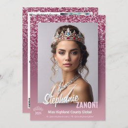 Raspberry Sparkle Pageant Autograph Card | QR Code