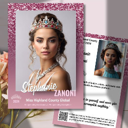 Raspberry Sparkle Pageant Autograph Card | QR Code