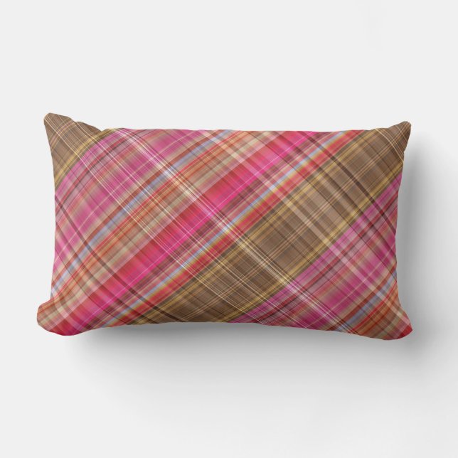 Raspberry Tartan Plaid Lumbar Pillow (Front)