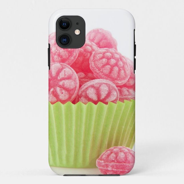 Raspberry tasty candy sweets in green cup cake Case-Mate iPhone case (Back)