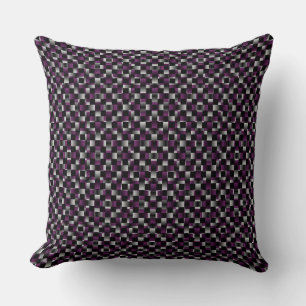 Raspberry White Black Weave Pattern Throw Pillow