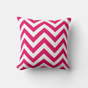 Raspberry White Large Chevron ZigZag Pattern Throw Pillow