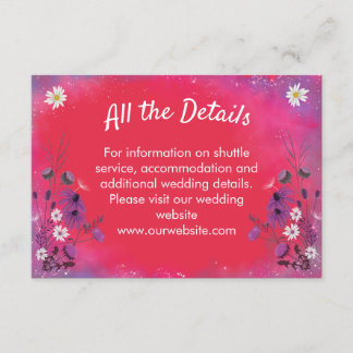 Raspberry Wildflowers - Wedding enclosure card
