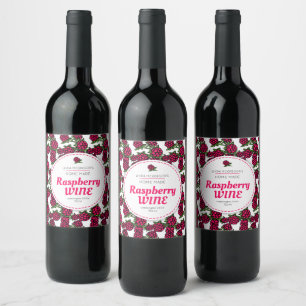 Raspberry wine drawing of raspberries label