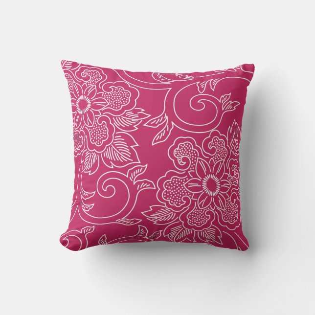Raspberry Wine Floral Pillow (Front)