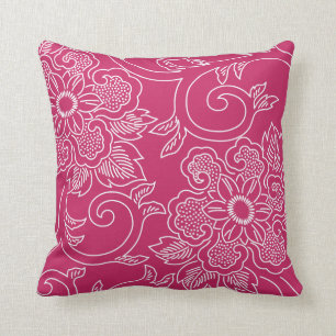 Raspberry Wine Floral Pillow