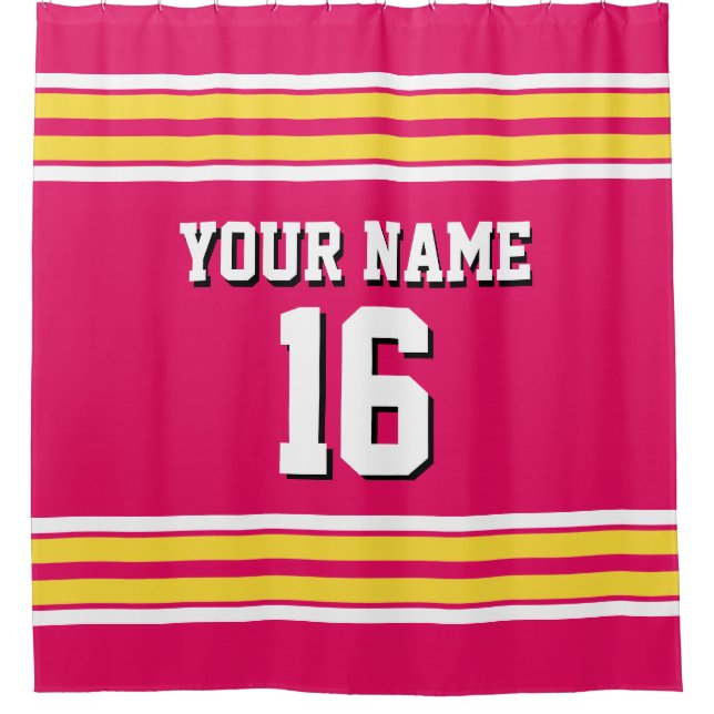 Raspberry with Yellow White Stripes Sports Jersey (Front)