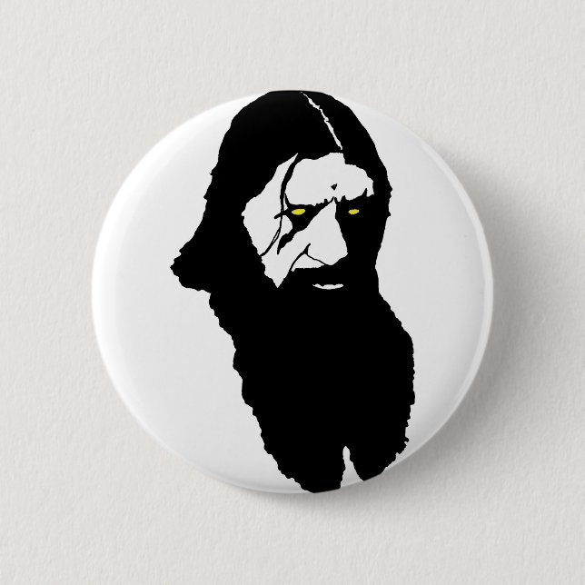 Rasputin--Black 2 Inch Round Button (Front)