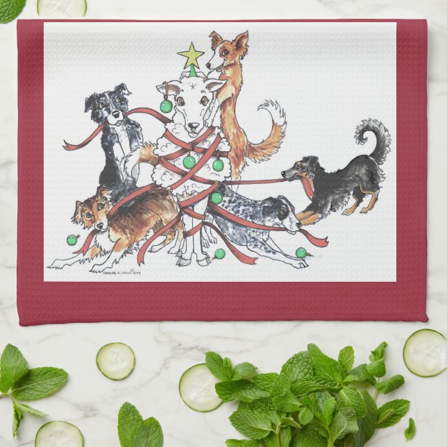 Rassemblement des serviettes de cuisine de Noël de (Plié)