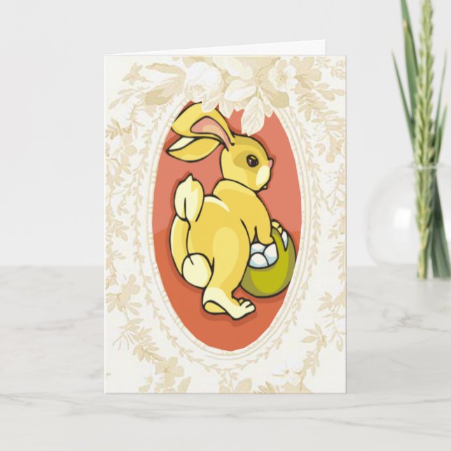 Rassembler les oeufs Bunny Carte de Pâques (Devant)