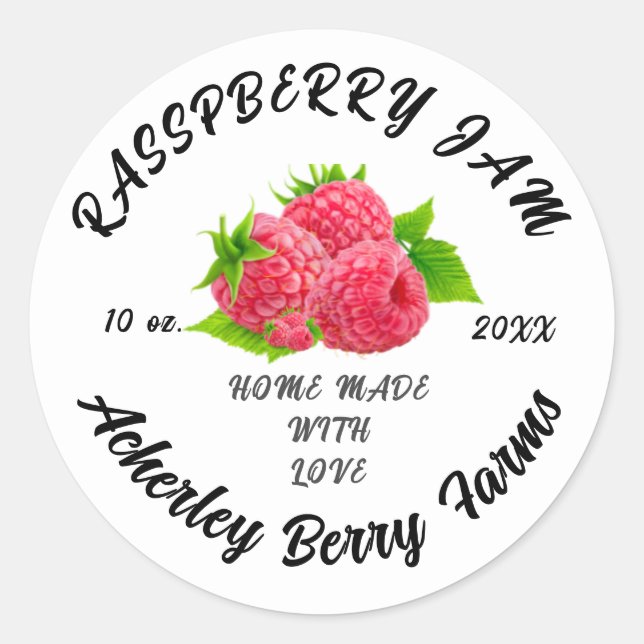 Rasspberry Jam Preserves Personalized Classic  Cla Classic Round Sticker (Front)