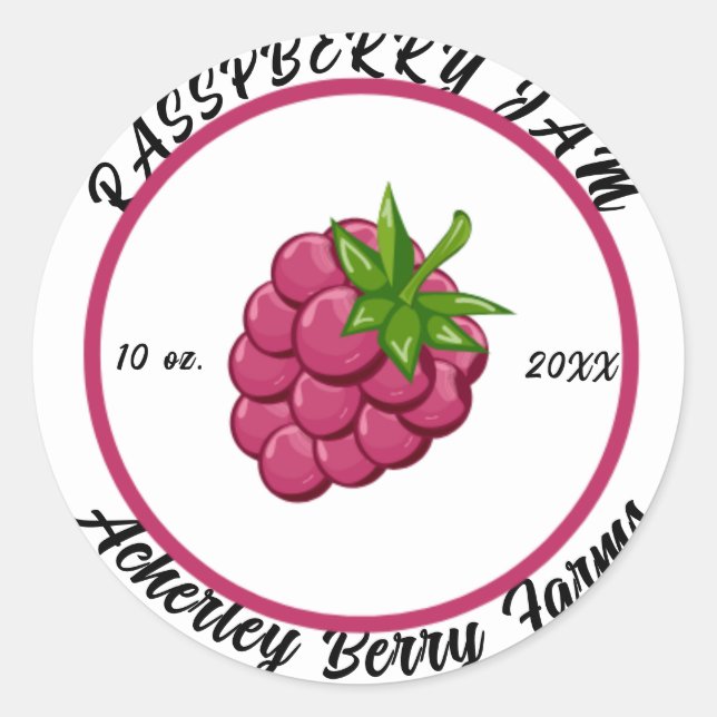 Rasspberry Jam Preserves Personalized Classic  Classic Round Sticker (Front)