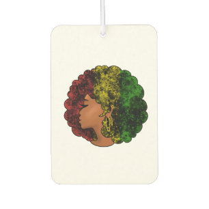 Rasta black girl woman afro red yellow green  air freshener