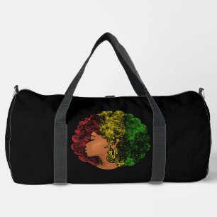Rasta black girl woman afro red yellow green  duffle bag