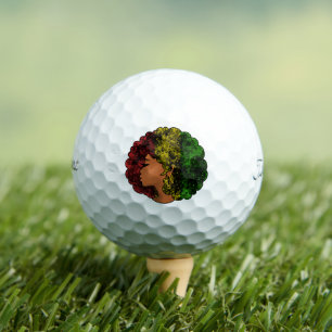 Rasta black girl woman afro red yellow green golf balls